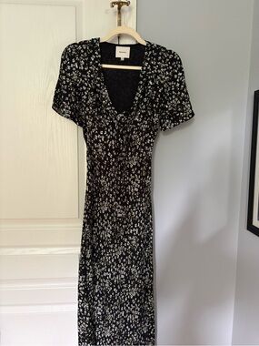 Reformation Black Maxi Dress with White Floral Print